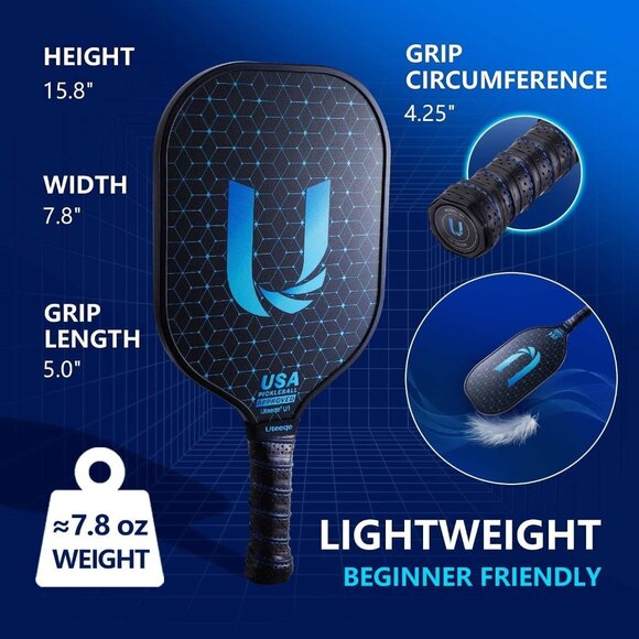 USAPA-Approved Graphite Pickleball Paddle Set - Lightweight, Non-Slip - Picture 5 of 7